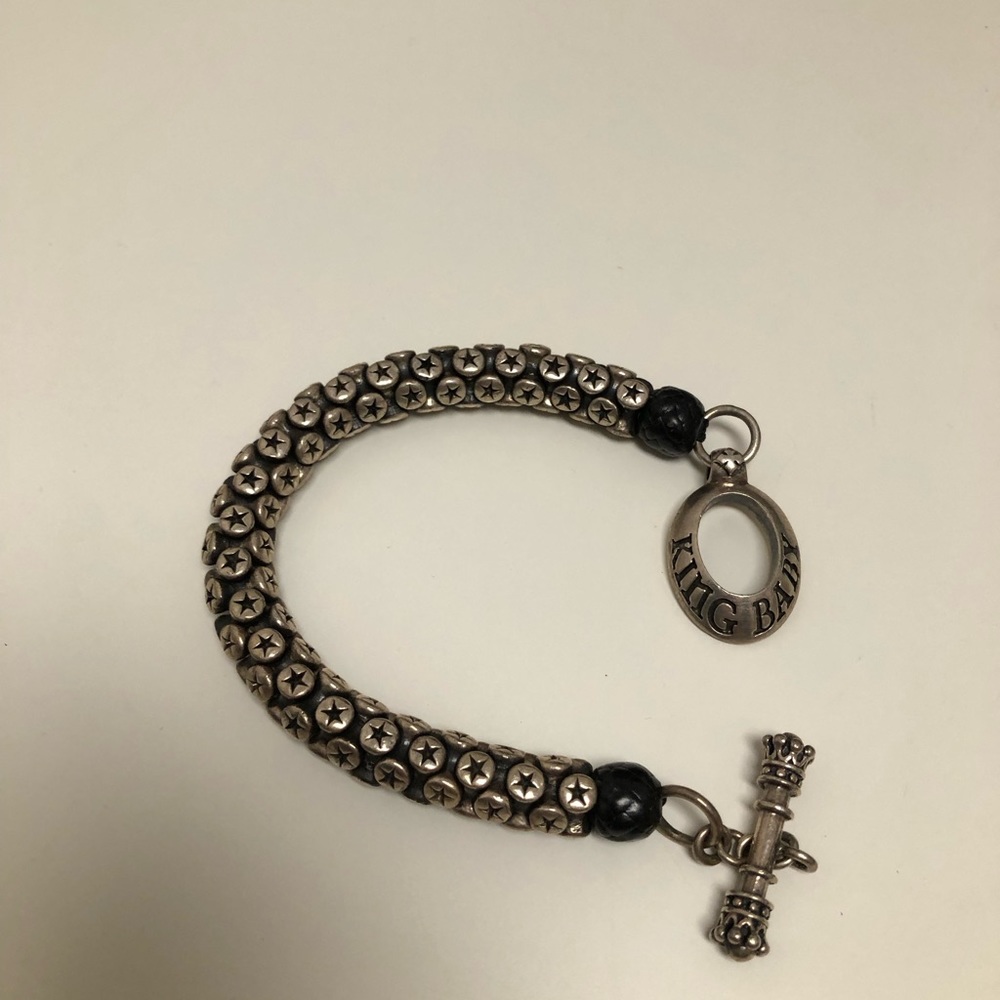 King Baby Studio silver and leather bracelet